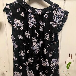 Rebecca Taylor Black and Purple Floral Blouse